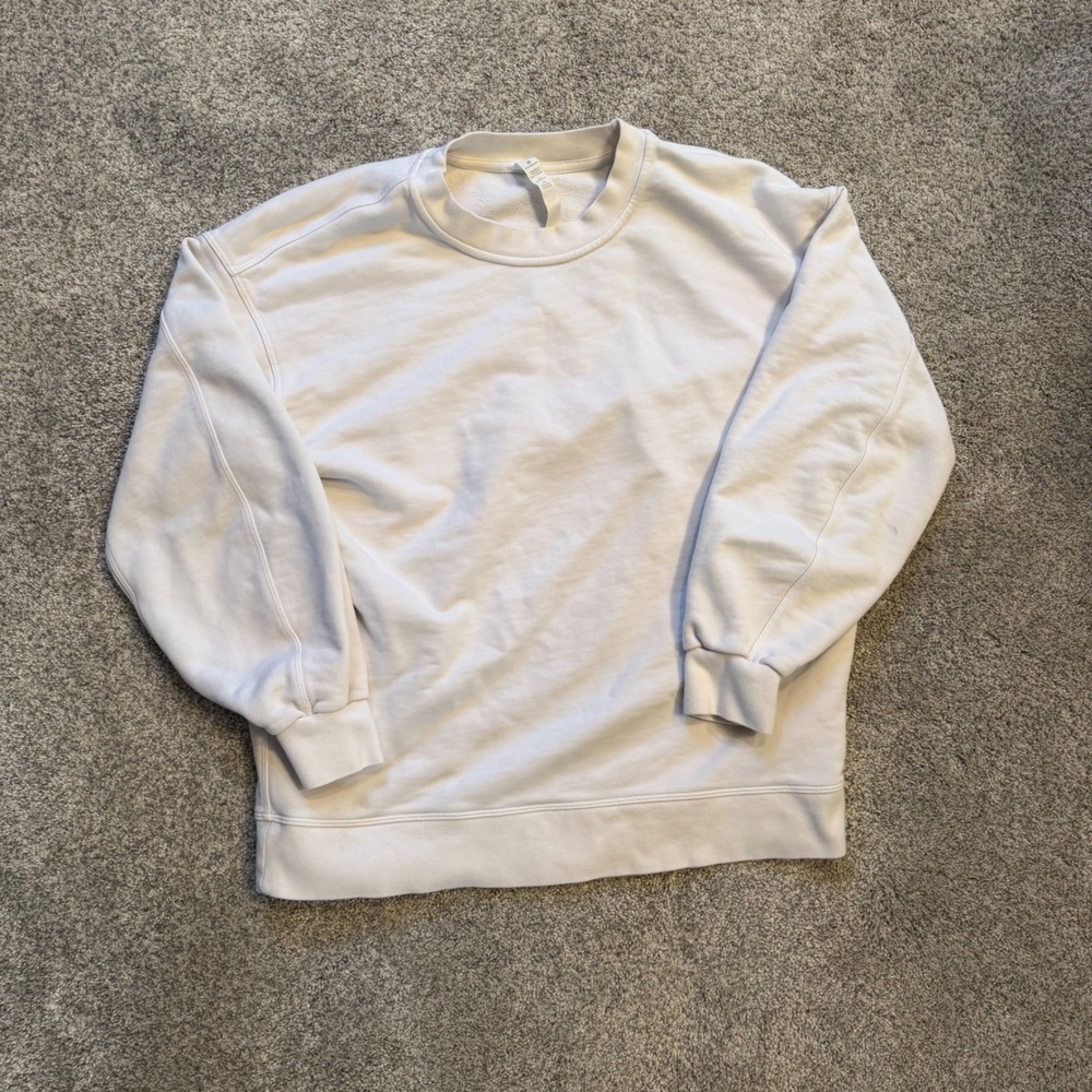 Lululemon Perfectly Oversized Crew White Cotton Sweatshirt Size 2